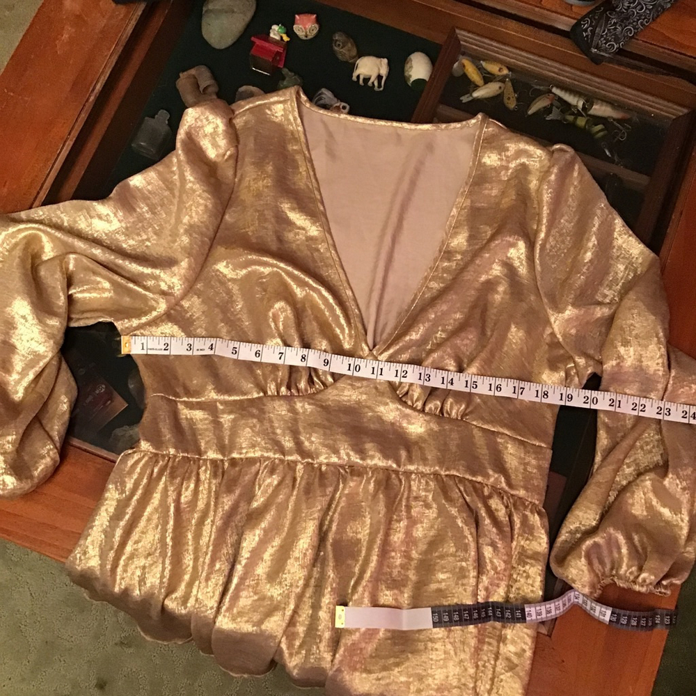 SHEIN Gold Long Sleeve Tiered Dress Plus 2X Formal - Picture 13 of 13